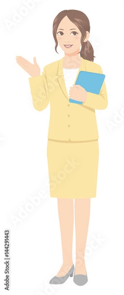 Obraz ベージュのスーツの女性　全身