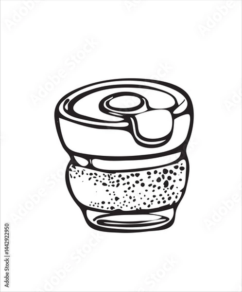 Fototapeta Vector doodles hand drawn coffee objects, coffee utensils, contoured simple doodles, cafeteria, line art vector, refill cup, favorite stickers, kitchen staff, togo