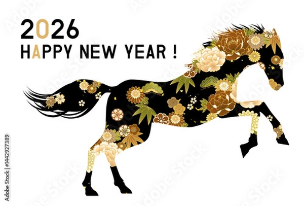 Obraz 2026年　令和8年　午年　年賀状テンプレート