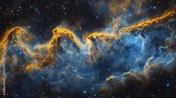 Fototapeta Ancient galaxy background. Mysterious stellar patterns forming ethereal cosmic dust veils captured through advanced space telescopes with high-end artistic finish perfect for scientific publications.