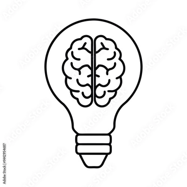 Fototapeta Human Head Bulb Brain Idea vector illustration
