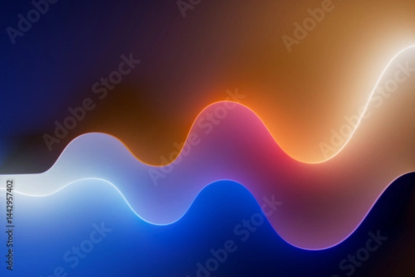 Fototapeta Abstract colorful background in blue and orange neon colors with iridescent gradients and glowing rings. Perfect for website design, advertising, app interfaces, ads, social media and presentations