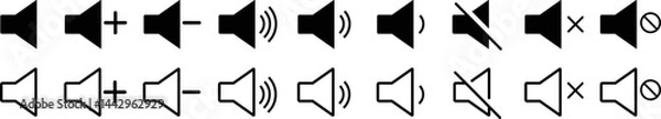 Fototapeta speaker icon set. noise icons symbol. sound level. silent signs. Volume symbol
