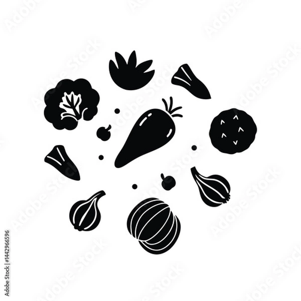 Obraz Falling Vegetables Isolated vector illustration