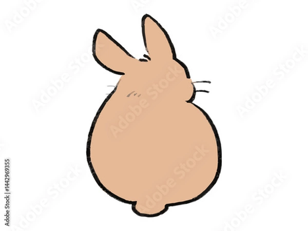 Obraz うさぎの後ろ姿　ゆるい手描きイラスト