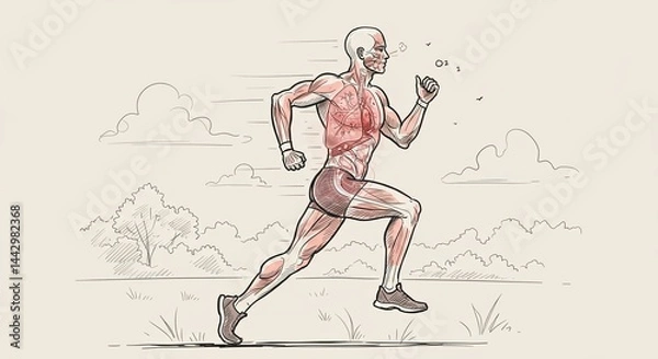 Fototapeta A man running with his arms outstretched