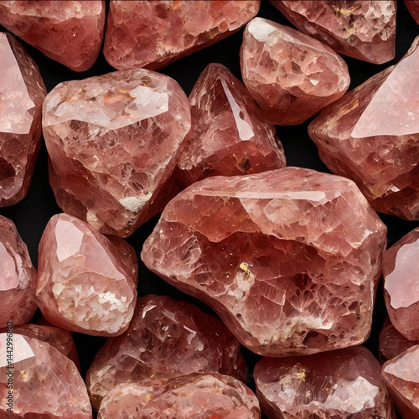 Obraz たくさんのストロベリークォーツの原石