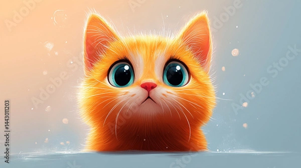 Fototapeta red cat on blue background