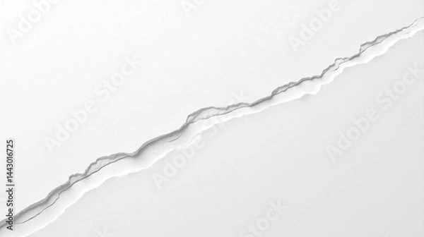 Obraz Abstract White Surface with a Diagonal Crack A Textured Background Image Featuring a Linear Fracture in a Monochromatic Palette