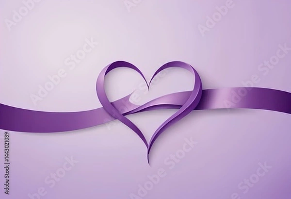 Obraz Ribbon forms purple heart symbol - concept lupus day
