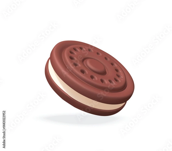 Fototapeta Chocolate Sandwich Cookie vector 3d icon.