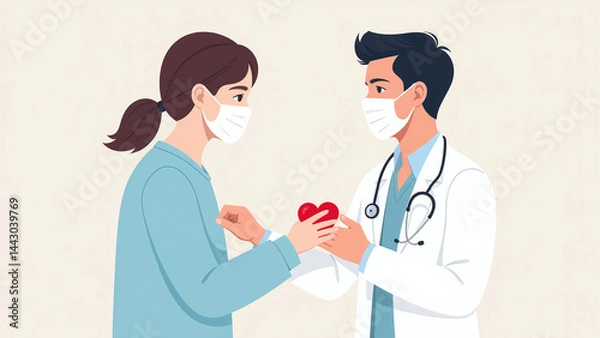Fototapeta doctor checks patient heart health prevent future cardiac issues regular