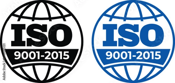 Fototapeta ISO 9001:2015 Certified Symbol Quality Assurance Logo & Certification Vector	
