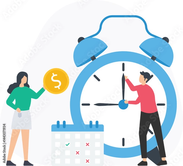 Fototapeta Set schedule or time management, task planning or daily routine, appointment scheduling or work organization, meeting arrangement or calendar management, task prioritization or time blocking, project 