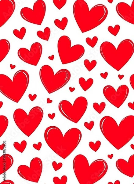 Fototapeta Bright Red Hearts on White Background, Valentine's Day