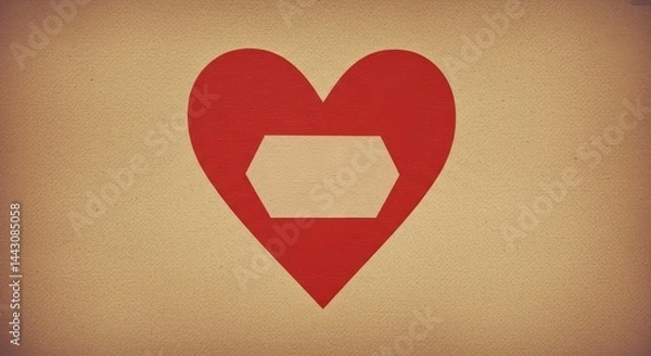 Obraz Flat red heart with subtle patch on rough surface