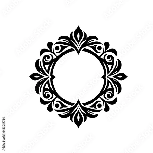 Fototapeta Elegant Black and White Ornamental Frame Design on White Background