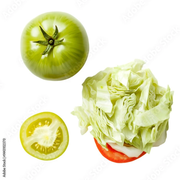 Fototapeta "Fresh Cauliflower Isolated on White Background – PNG Format Closeup..  isolated vegetable PNG, fresh produce image, high-resolution cauliflower, vegetable closeup photo, diet-friendly food, organic

