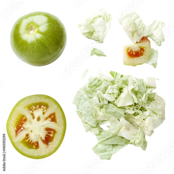 Fototapeta "Fresh Cauliflower Isolated on White Background – PNG Format Closeup..  isolated vegetable PNG, fresh produce image, high-resolution cauliflower, vegetable closeup photo, diet-friendly food, organic

