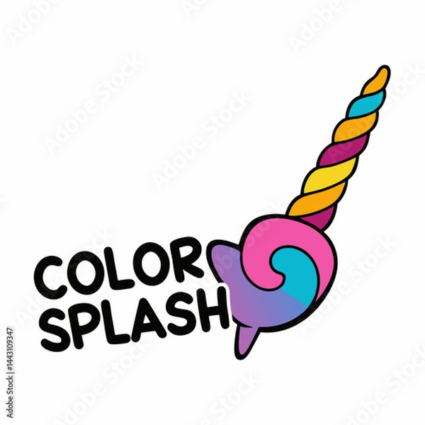 Fototapeta Unicorn tail twisted like a candy cane, slogan Color Splash