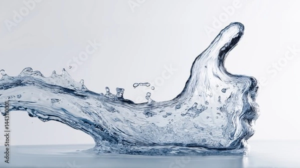 Fototapeta Water splash formation in the shape of a thumbs up symbol