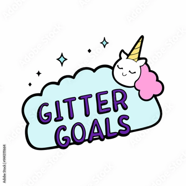 Fototapeta unicorn hoof with glitter trail, slogan Glitter Goals