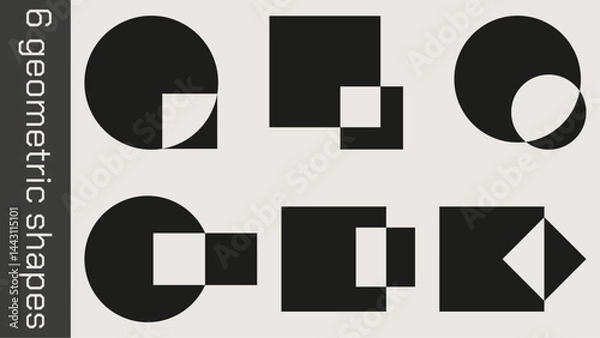 Fototapeta 6 geometric shapes. Square and round cutout shapes for your design. Vector illustration. EPS 10