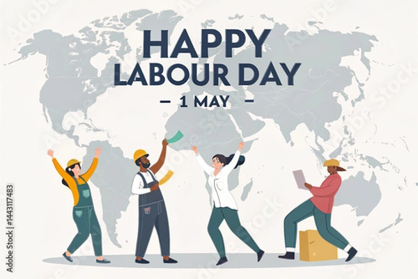 Fototapeta Happy Labor Day poster illustration, Labor Day post design, 1 may international labor day post design_0004_-happy-labour