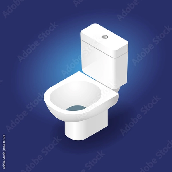 Fototapeta Toilet bowl realistic 3d Isometric Vector Illustration