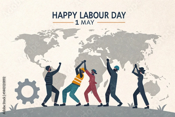 Fototapeta Happy Labor Day poster illustration, Labor Day post design, 1 may international labor day post design_0004_-happy-labour