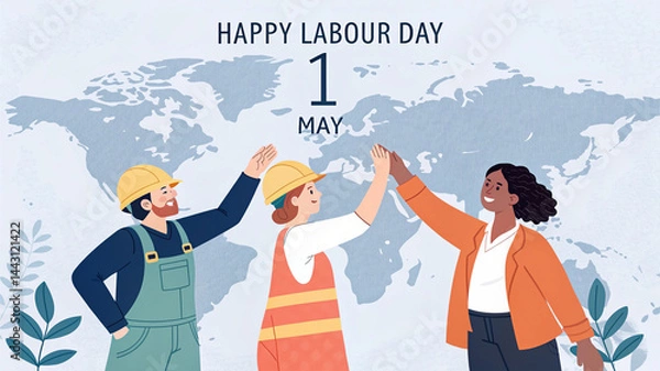 Fototapeta Happy Labor Day poster illustration, Labor Day post design, 1 may international labor day post design_0004_-happy-labour