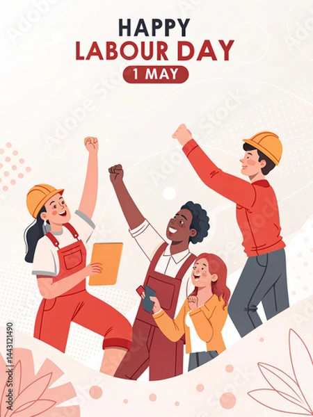 Fototapeta Happy Labor Day poster illustration, Labor Day post design, 1 may international labor day post design_0004_-happy-labour