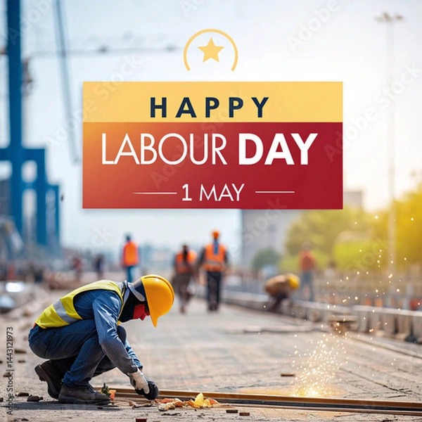 Fototapeta Happy Labor Day poster illustration, Labor Day post design, 1 may international labor day post design_0004_-happy-labour