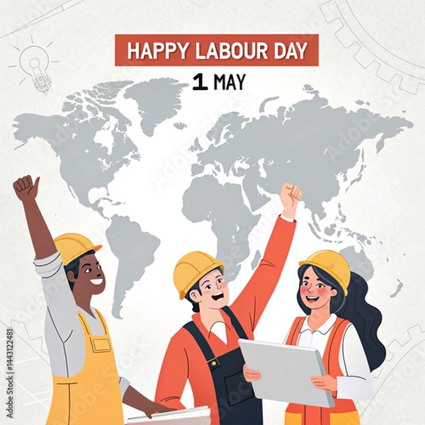 Fototapeta Happy Labor Day poster illustration, Labor Day post design, 1 may international labor day post design_0004_-happy-labour