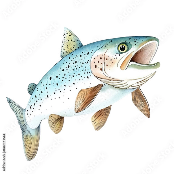 Fototapeta Realistic Trout Illustration in Isolation Against Transparent background for Artistic Customization and Usage