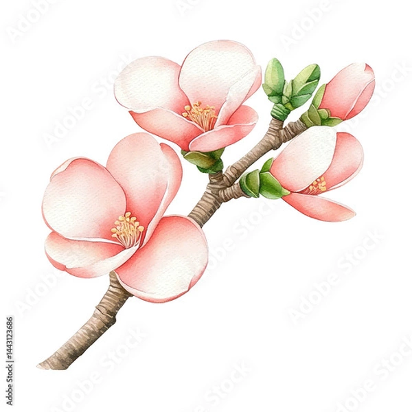 Fototapeta Beautiful Pink Flowers on a Branch Isolated on Transparent background Perfect for Nature and Floral Design Projects