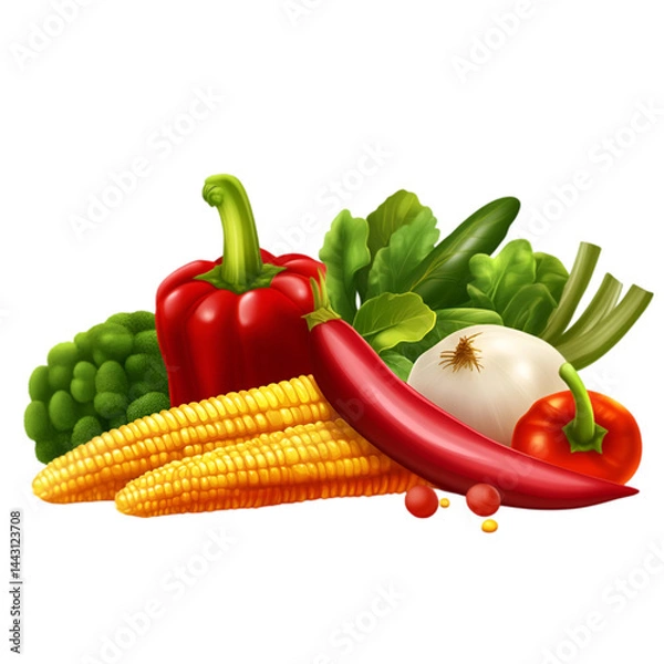 Fototapeta "Farm-Fresh Vegetables in Basket – High-Quality Image on White Background. 
 vegetable basket, healthy food on white, assorted vegetables in basket, organic farm produce, harvest basket image, fresh 
