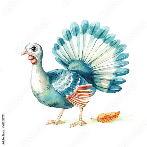 Fototapeta Isolated Turkey Bird Illustration with Detailed Plumage and Expressive Features Against a Transparent background