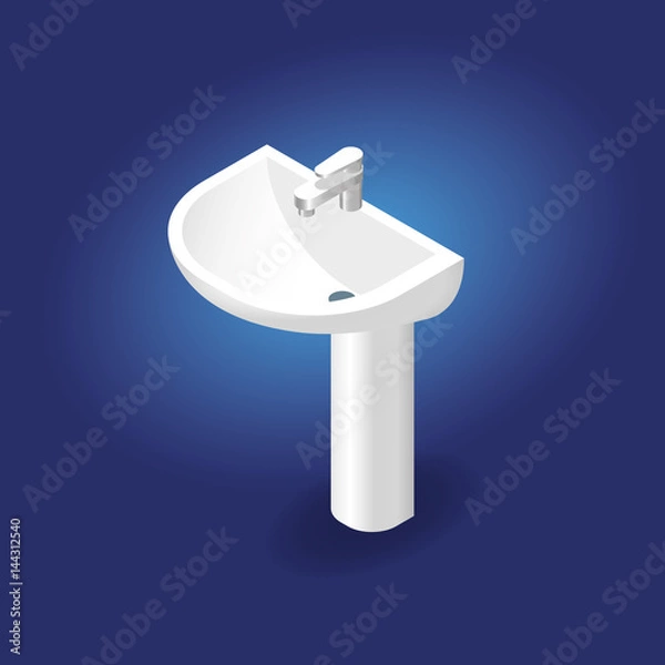 Fototapeta 3d Sink in the bathroom for washing face and hands realistic Isometric Vector Illustratio