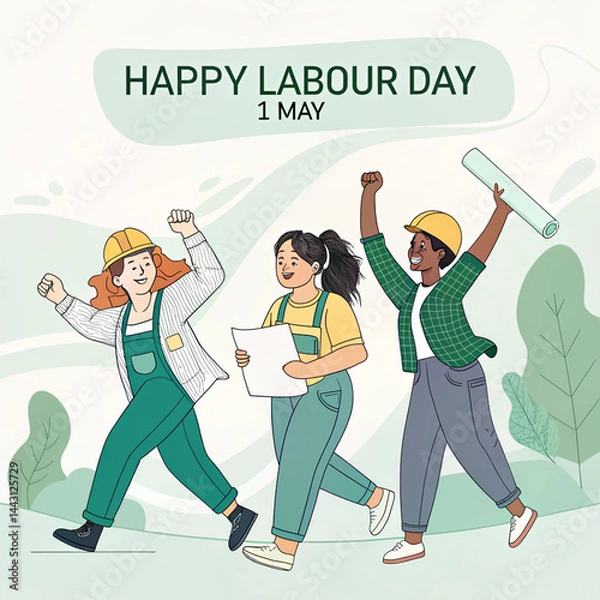 Fototapeta Happy Labor Day poster illustration, Labor Day post design, 1 may international labor day post design_0004_-happy-labour