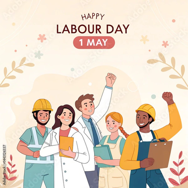 Fototapeta Happy Labor Day poster illustration, Labor Day post design, 1 may international labor day post design_0004_-happy-labour