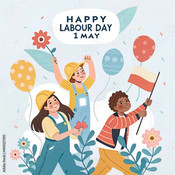 Fototapeta Happy Labor Day poster illustration, Labor Day post design, 1 may international labor day post design_0004_-happy-labour
