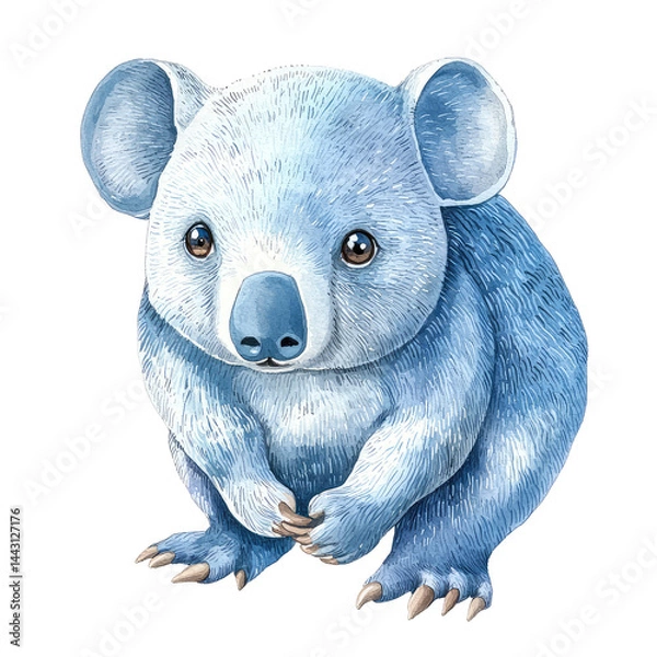 Fototapeta Adorable Isolated Wombat Character with Soft Blue Fur, Perfect Representation of Australian Wildlife in a Charming Design