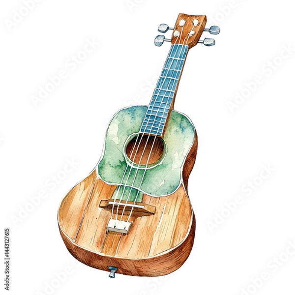Fototapeta Isolated Wooden Zither with Colorful Design on Transparent background Featuring Unique Artistry and Traditional Craftsmanship