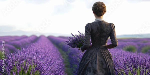 Obraz Woman in Lavender Field, ai generated.