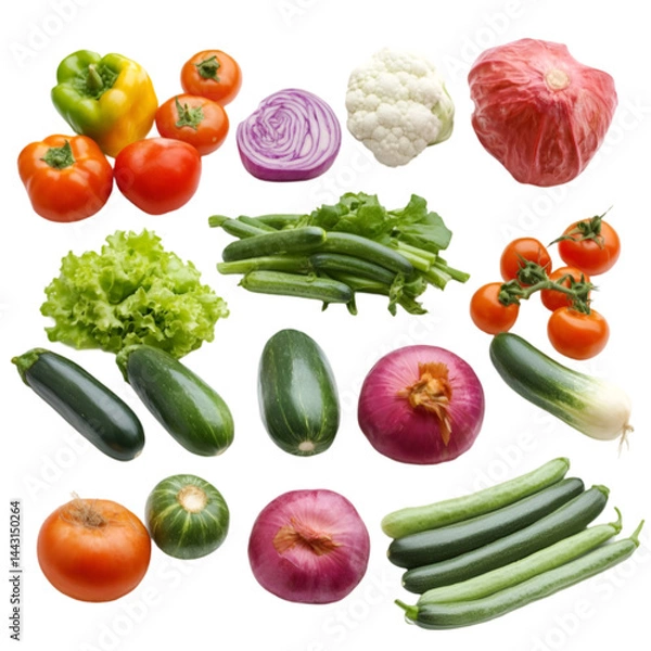 Fototapeta "Farm-Fresh Vegetables in Basket – High-Quality Image on White Background. 
 vegetable basket, healthy food on white, assorted vegetables in basket, organic farm produce, harvest basket image, fresh 
