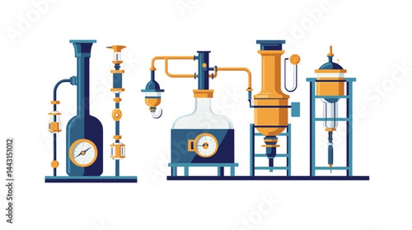 Obraz Retro Steampunk Distillation Equipment Illustration