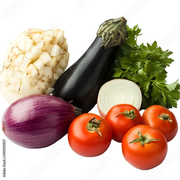 Fototapeta "Farm-Fresh Vegetables in Basket – High-Quality Image on White Background. 
 vegetable basket, healthy food on white, assorted vegetables in basket, organic farm produce, harvest basket image, fresh 
