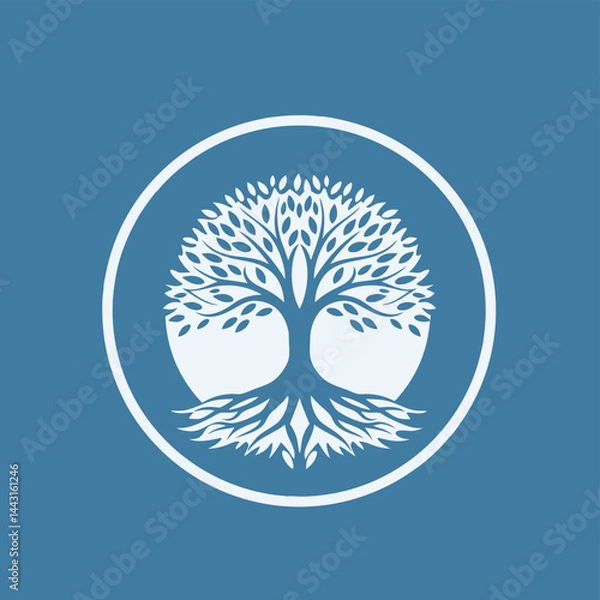 Obraz Tree of Life Logo with Background | Circular Nature Symbol Vector Design