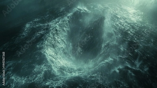 Obraz Dark Teal Swirling Ocean Vortex